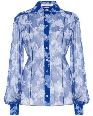 Carolina Herrera Silk Chiffon Shirt - Blue