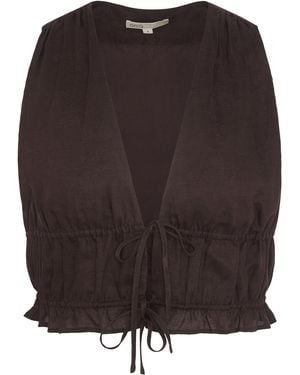Onia Tie-Front Air Linen Top - Brown