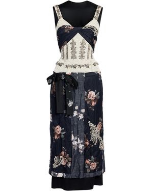 Erdem Embroidered Satin Midi Dress - White