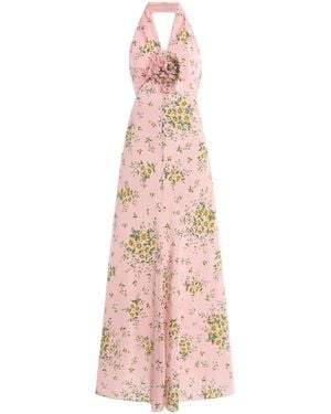 Rodarte Silk Crepe Halter Dress - Pink