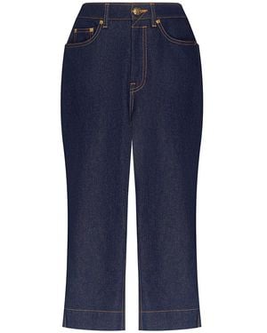 Zimmermann Clash Denim Cotton-Blend Capri Jeans - Blue