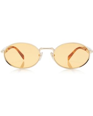 Prada Oval-Frame Metal Sunglasses - Orange