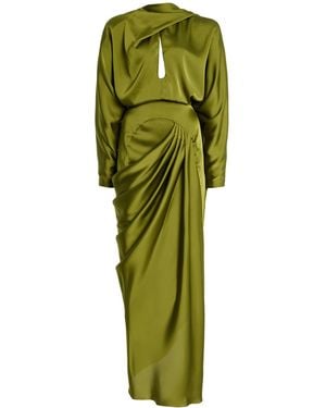 Harithand Exclusive Draped Charmeuse Midi Dress - Green