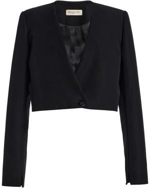Kallmeyer Astrid Wool-Blend Cropped Blazer - Black
