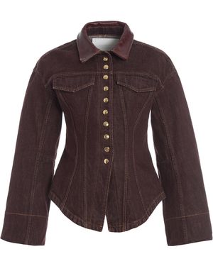 RÙADH The Lennox Peplum Denim Jacket - Brown