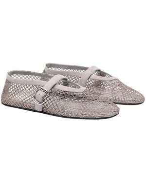 Alaïa Embellished Fishnet Mary Jane Flats - White