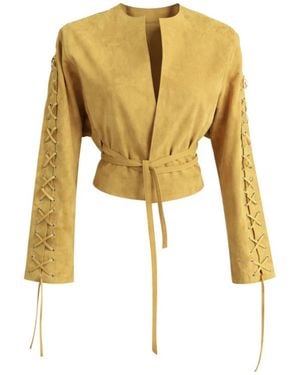 ZUT Jockey Suede Lace-Up Jacket - Yellow