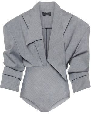 A.W.A.K.E. MODE Tailored Wool-Blend Bodysuit - Grey
