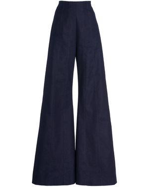 Carolina Herrera High-rise Cotton-blend Flared Trousers - Blue