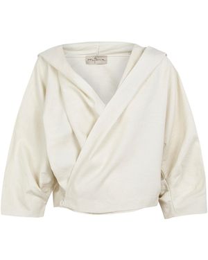 Cortana Noa Linen-Cotton Cropped Wrap Jacket - White