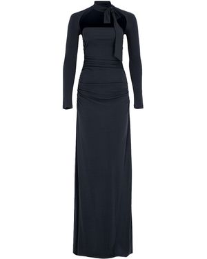 Zeynep Arcay Bow-Neck Maxi Jersey Dress - Blue