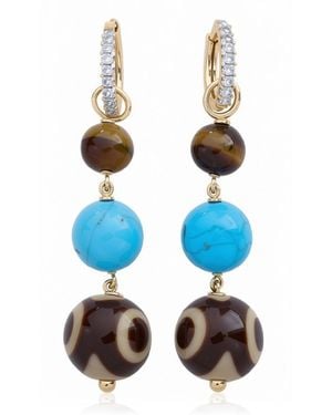 Jenna Blake 18K-Stone Hoop Earrings - Blue