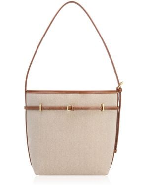 VERAFIED Small Canvas Belted Tote Bag - White