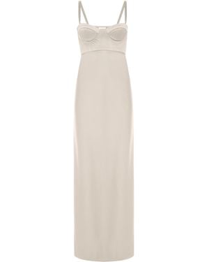 Anna October Violette Bustier Satin Maxi Dress - White