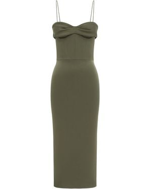 Alex Perry Draped Satin-Crepe Midi Dress - Green