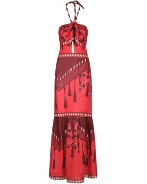 Johanna Ortiz Ornaments Of Fire Printed Linen Maxi Dress - Red