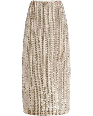 Zankov Marcella Embellished Stretch-Silk Maxi Skirt - Natural