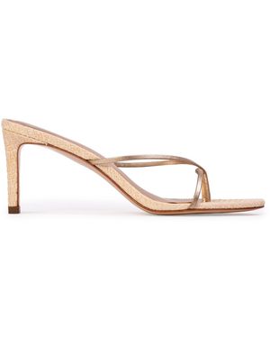 Black Suede Studio Jade Raffia Mules - Metallic