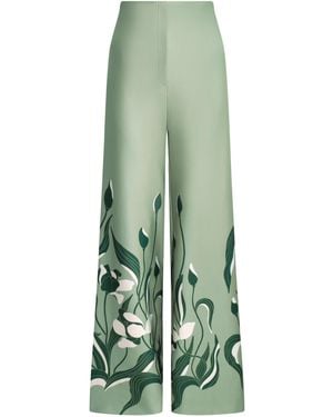 ANDRES OTALORA Luz De Si Scuba Wide-Leg Trousers - Green