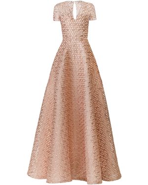 Naeem Khan Abstract Metallic Raffia Gown - Natural