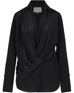 Johanna Ortiz Iconic Draped Silk Top - Black
