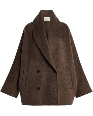 Auteur Mohair Wrap Coat - Brown