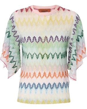 Missoni Zig Zag Wide-Sleeve Raschel Top - Multicolour