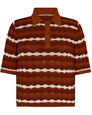 Escvdo Mullu Cotton Knit Polo Top - Red