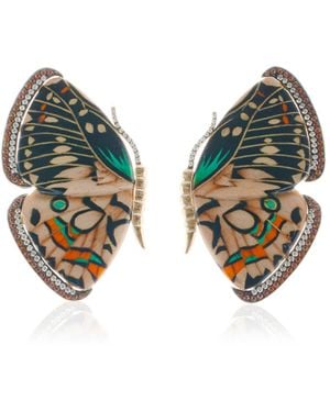 Silvia Furmanovich Marquetry Wood Butterfly Earrings - Multicolour