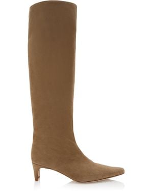 STAUD Wally Suede Knee Boots - Brown