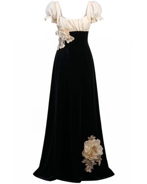 Salma Osman Exclusive Contrast-Bodice Crepe Maxi Dress - Black