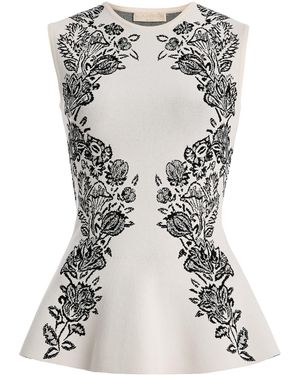 Ulla Johnson Vanna Jacquard-Knit Peplum Top - White
