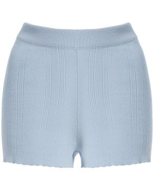AMIYA Mina Cotton Pointelle Shorts - Blue