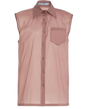 Prada Sleeveless Silk-blend Shirt - Pink