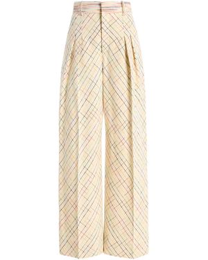 Rosie Assoulin Wide Leg Pleated Silk Trousers - Natural