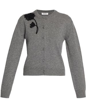 Erdem Floral Wool-Cashmere Cardigan - Grey