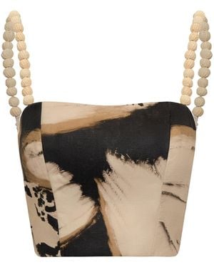 ANDRES OTALORA Mi Interior Printed Linen Top - Black