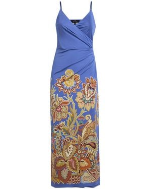 Etro Gathered Jersey Midi Dress - Blue