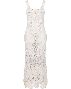 Heirlome Roselia Cotton-Silk Midi Dress - White