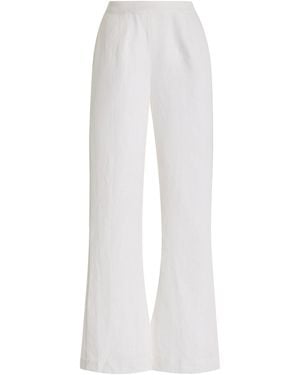 Posse Exclusive Tia High-waisted Linen Flared-leg Trousers - White