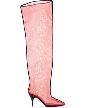 Herbert Levine Drawing A Blank Mesh Over-The-Knee Boots - Pink