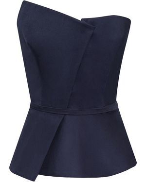 ANDRES OTALORA Me Habitas Asymmetric Peplum Top - Blue