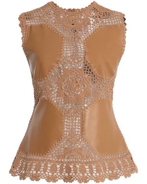 Ulla Johnson Livia Crochet Leather Top - Brown