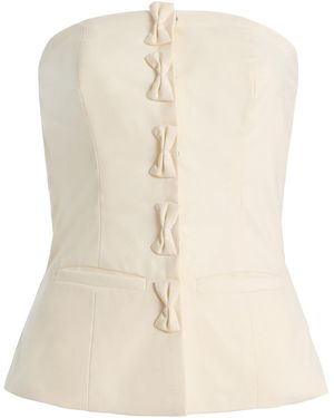 Marlies Grace Olivia Bow-Detailed Wool-Blend Strapless Top - Natural