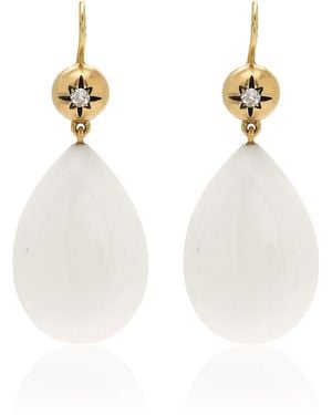 Sylva & Cie Twinkles 18K Diamond And Opal Earrings - White