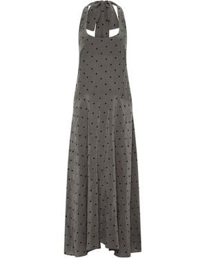 St. Agni Spot Tassel Lyocell Dress - Grey
