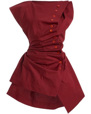 Christopher John Rogers Laced-Back Cotton Shirt - Red