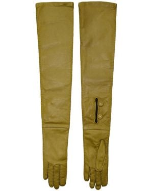 Prada Long Leather Gloves - Green