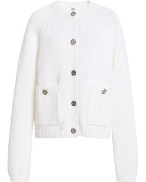 TOTEME Hammered-Button Cotton Cardigan - White