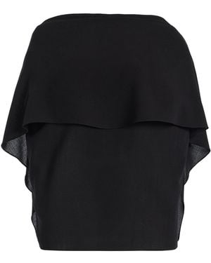 Michael Kors Cape-Sleeve Fluid Wool Crepe Blouse - Black
